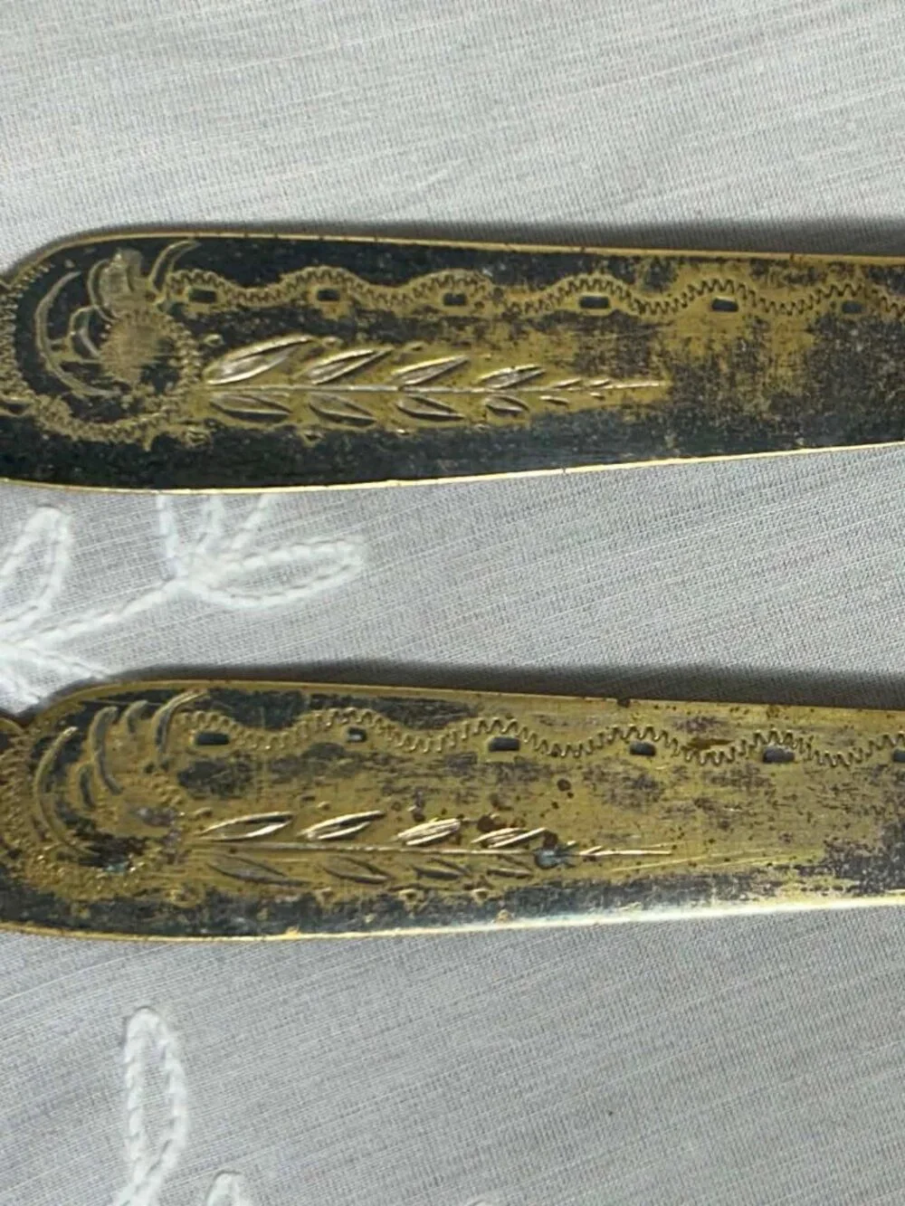 Pair of Antique Victorian Silver-Plated Engraved Fish Knives